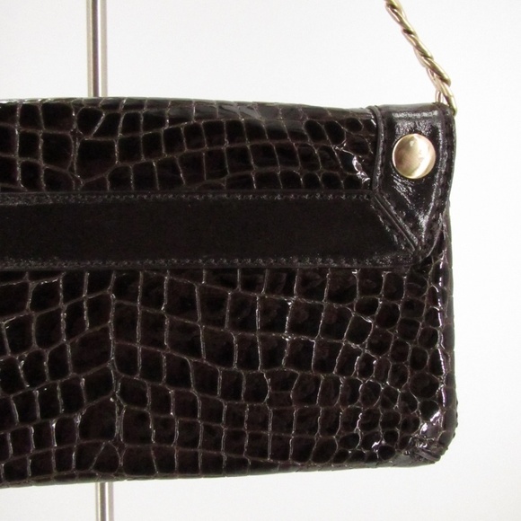 Michael Kors Crocodile Pattern Brown/Gold Patent Leather Baguette Bag - Picture 9 of 15